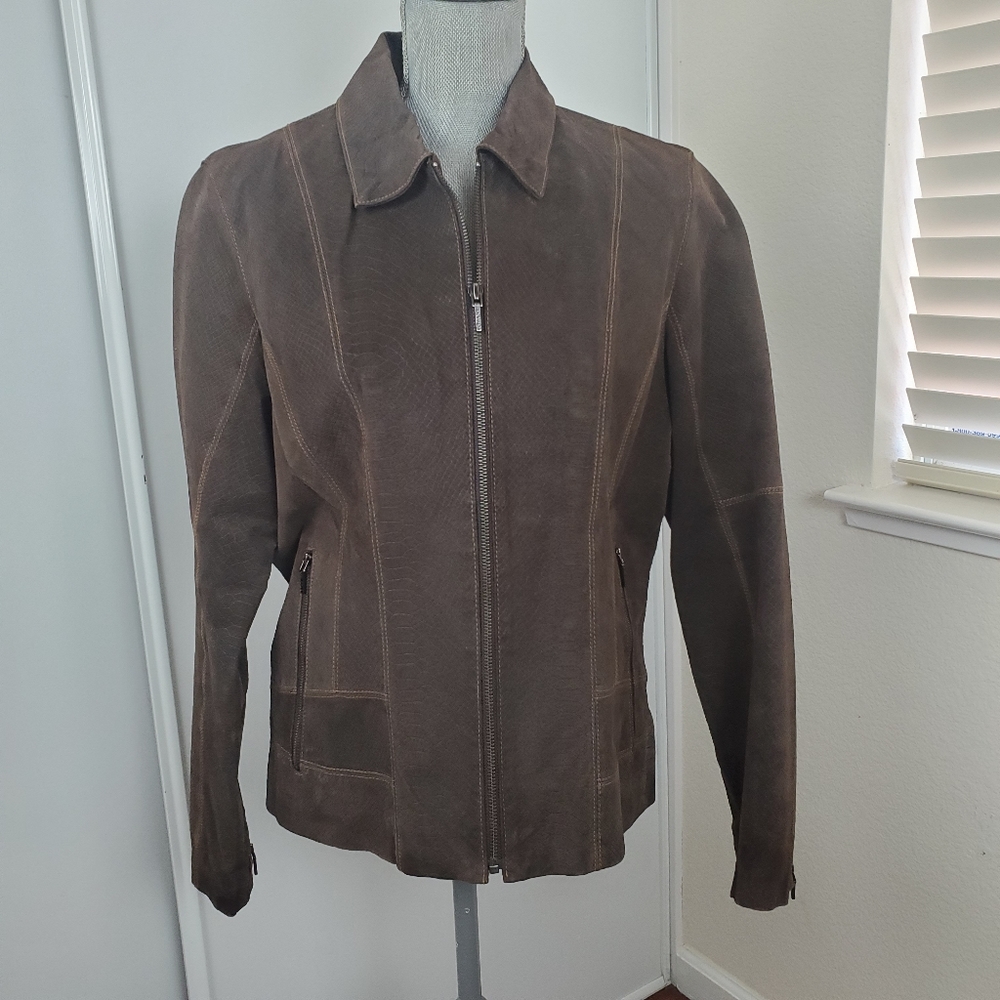 Bernardo Brown Leather Jacket Women's Large